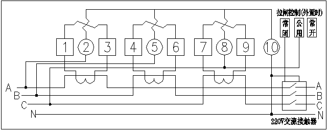 DH79-W1型三相導軌式電力監測儀三相四線電流互感式線路圖